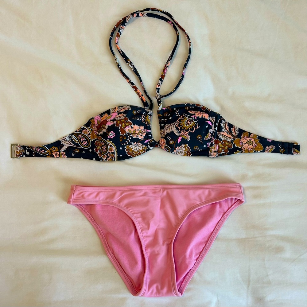 Pink floral bikini, S